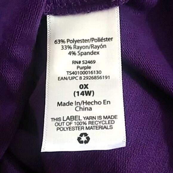 Terra & Sky Womens Purple Cowl Neck Sharkbite Tunic Top Size 0X (14W) - Picture 8 of 8